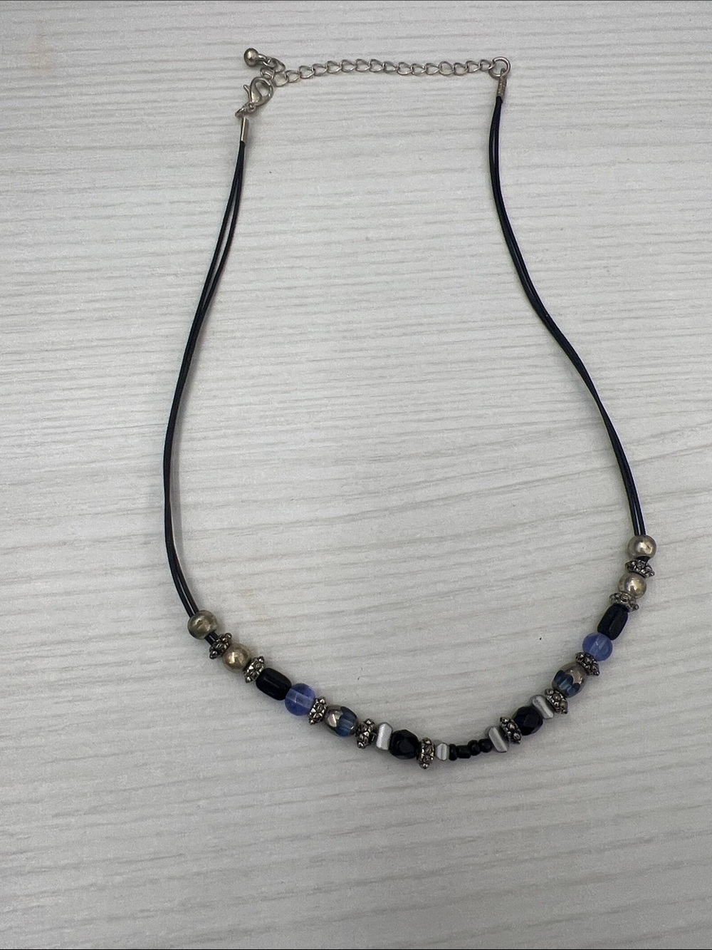 Handmade Black and Blue Beaded Women's Necklace